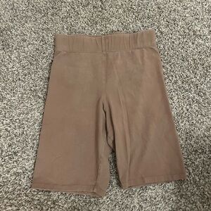 Brown High-Waisted Biker Shorts